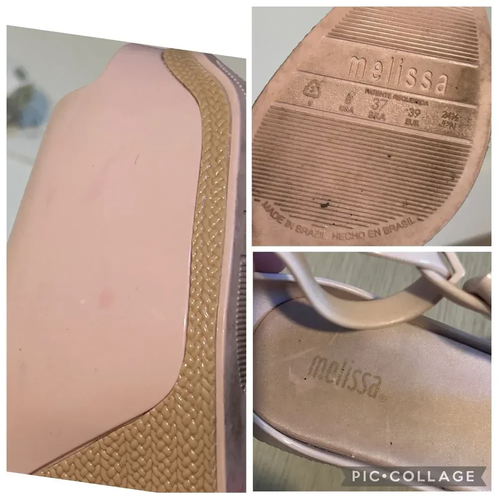 Melissa Light Pink Jelly Peep Toe Wedge Sandals with Bow T-Strap US 6 / EU 37